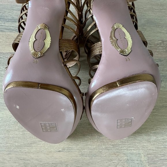 Elie Tahari Metalic Colby Strappy Sandals. (Sandals platform style). GOLD Color - Picture 4 of 8